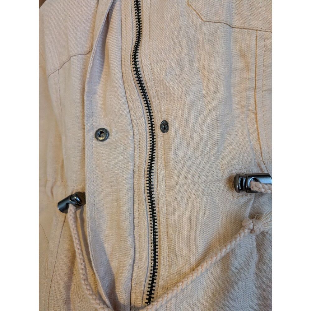 Linen Blend Utility Vest Women Small Peach Summer Military Safari - Picture 4 of 10